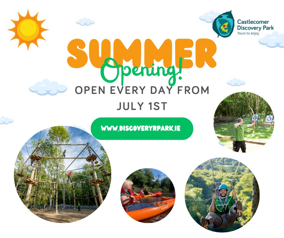 It's our favourite time of year! #schoolholidays! We are open every day from July 1st, so book now on discoverypark.ie * Please note we are not open 29th & 30th June for staff training. #adventuretime #zipline #keepdiscovering
