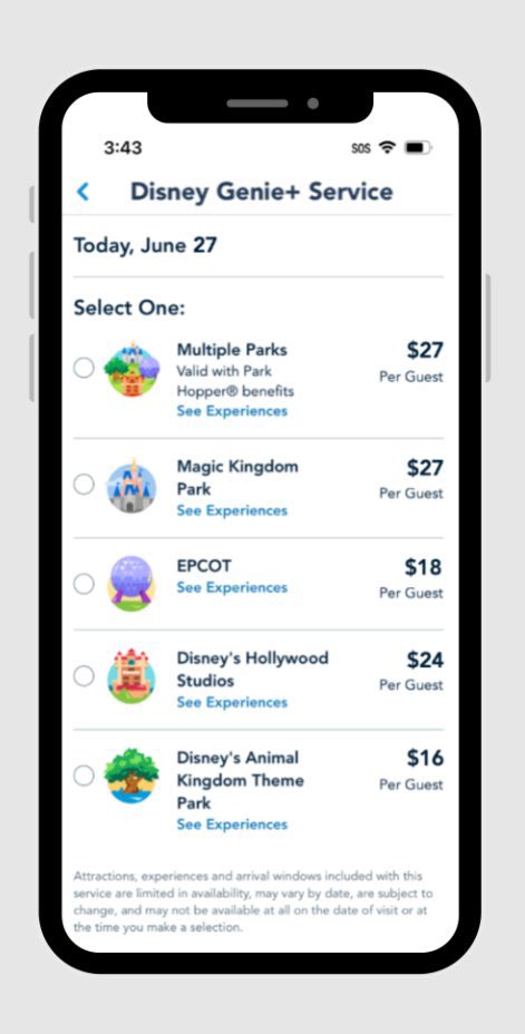 Big Changes to Genie+ begin today at Walt Disney World… Genie+ can now be purchased by which park you’ll be visiting. Prices will vary and prices shown below are just an example, not actual prices.
#disney #wdw #waltdisneyworld #genieplus #LightningLane #disneyparks #magic