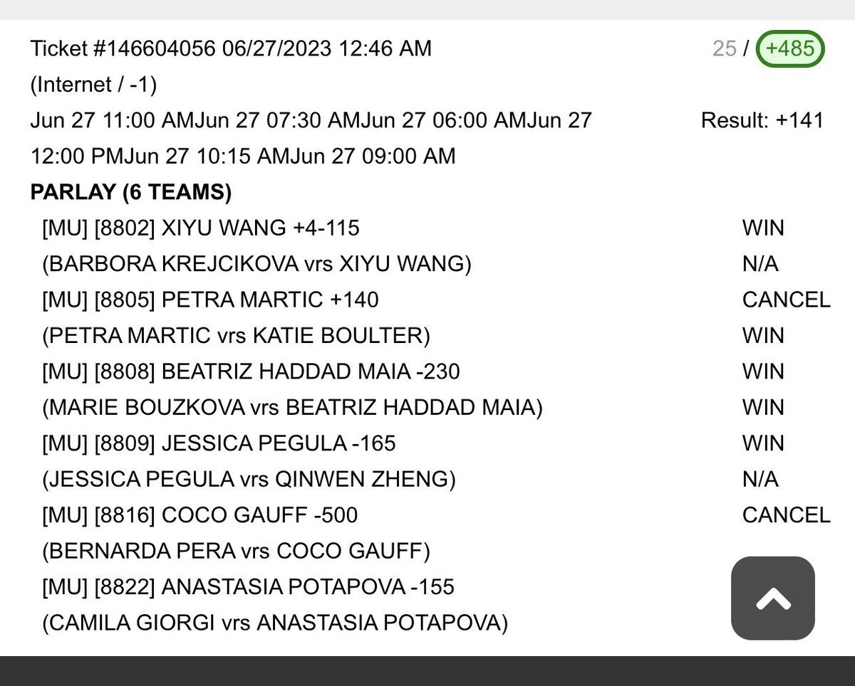 @LEARLOCKS Dude - I tried for my best impression of ur tennis pick and went with this small parlay .. hope to make u proud