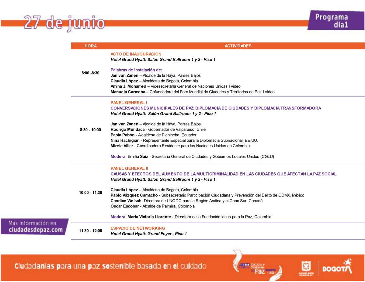 CoficialACC's tweet photo. Agradecemos la invitación a nuestra presidenta ACC Luz Stella Rodríguez Mesa a participar en el 4to. Foro Mundial de Ciudades y Territorios de Paz. Bogotá, junio 27 y 28. https://t.co/BqFwRZvG3x