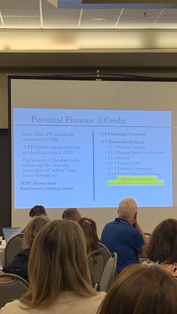 State Board of Ed approved Personal Finance standards in June of 2023. All 7 standards needed for graduating class of 2028. MMC Breakout #3 #EdCon23 <a href="/massp/">Michigan Principals</a> <a href="/jimmyvic3/">Jimmy Victor</a>