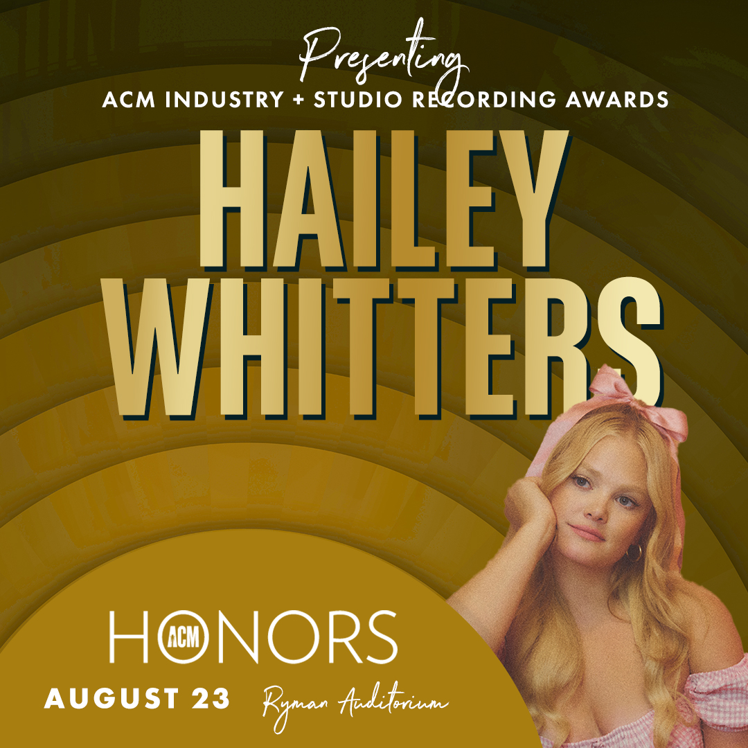 Kicking things off at #ACMhonors will be our reigning ACM New Female Artist of the Year, and your favorite Corn Star (and ours!), @HaileyWhitters, presenting the ACM Industry and Studio Recording Awards to those well-deserving winners. Hurrah!