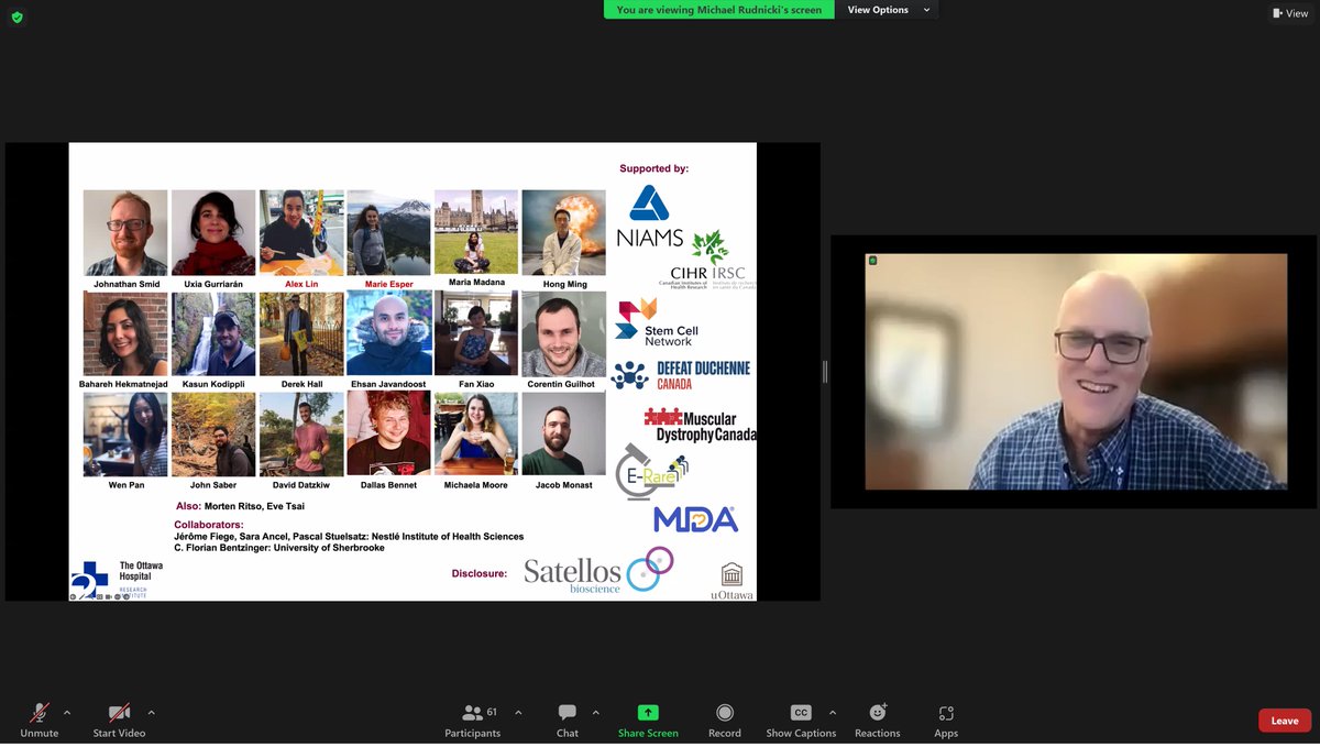 Thank you <a href="/MyogenesisGroup/">Myogenesis Discussion Group</a> for the amazing opportunity to showcase our research!🤩
<a href="/MRudnickiOHRI/">Michael A. Rudnicki</a> gave a presentation on recent work from our lab. 🔬