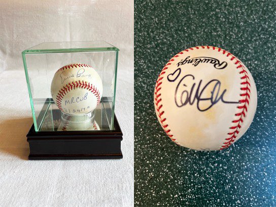 GillianA's tweet photo. I've autographed this signed Ernie Banks baseball to raise money for the 
@NFHopeConcert and @nfnetwork ⚾️

Buy a raffle ticket now! 
$8 for 1 ticket 
$35 for 5 tickets 
$60 for 10 tickets  

(and remember, hips before hands 😉🧢)

Enter here: https://t.co/gr6tc4KrDJ https://t.co/mFlcZeSCwC