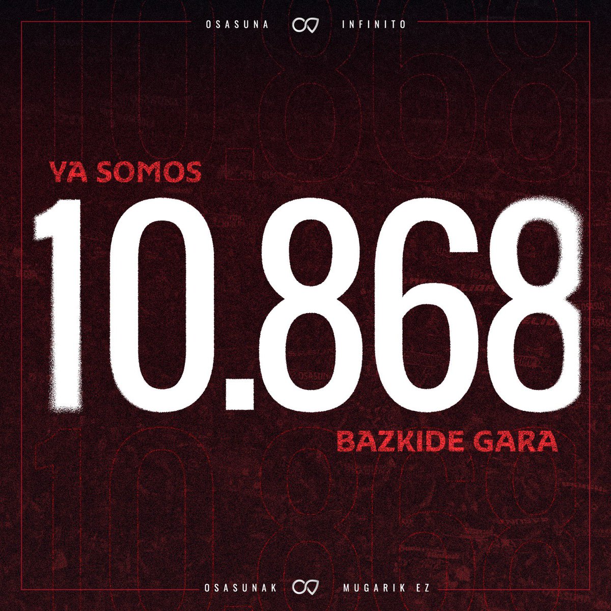 Osasuna_eus's tweet photo. 🎯 10.000 bazkide baino gehiago gara! Mila esker, gorritxoak! 

#OsasunakMugarikEz https://t.co/u7GgwT6VjF