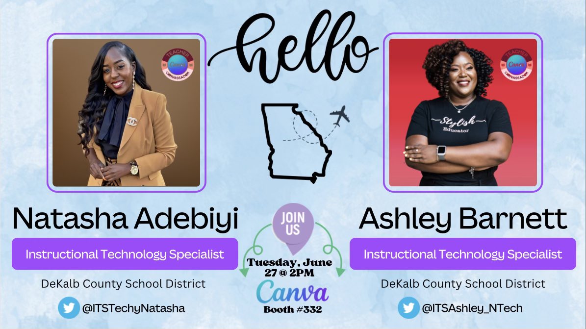 StoneMillSchool's tweet photo. @DCSCRegionIV on the move at the ISTELive23 conference. Let’s celebrate our Digital Dreamers Team. Ms. Natasha A promoting Canva my favorite presentation and graphic tool. You rock!! https://t.co/RbPkL7JkDO