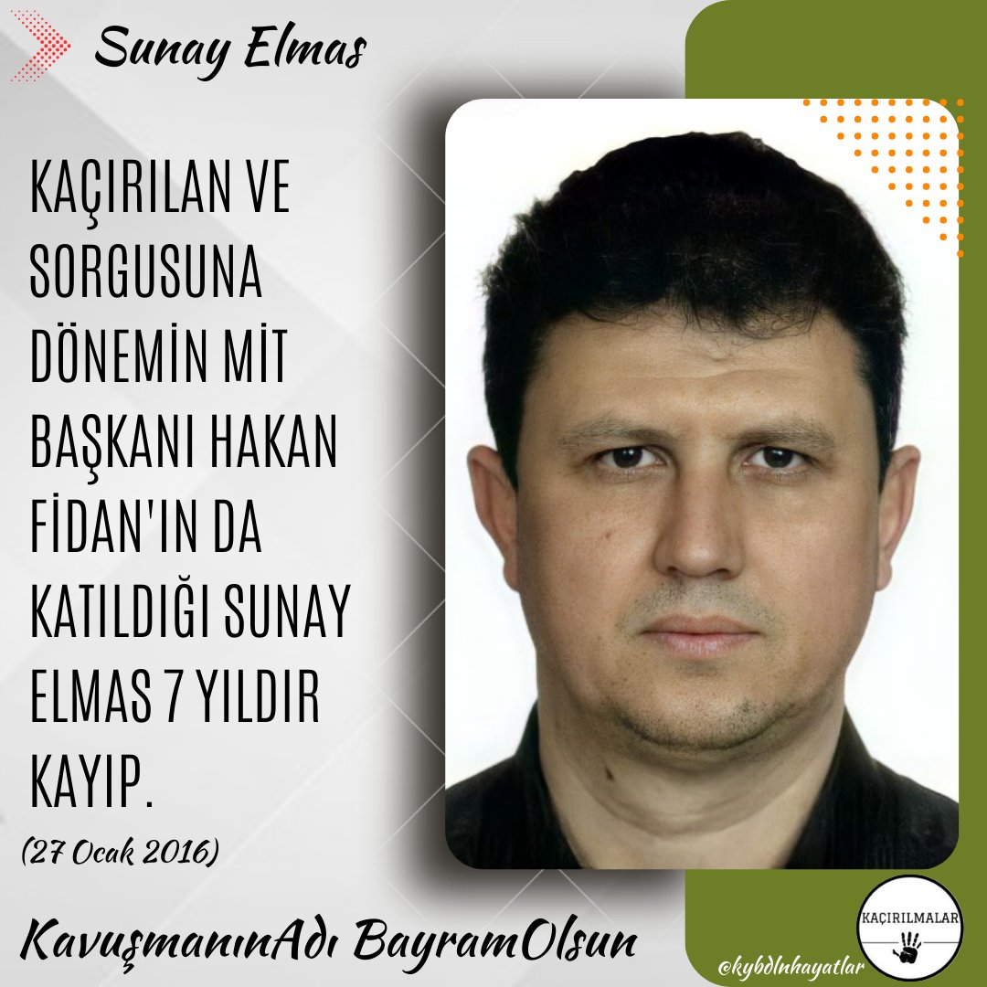 Şimdiki Dışişleri Bakanı Hakan Fidan'ın da illegal sorgusuna katıldığı Sunay Elmas 7 yıldır ortada yok.
<a href="/zuleyhagulum/">Züleyha Gülüm</a>

KavuşmanınAdı BayramOlsun