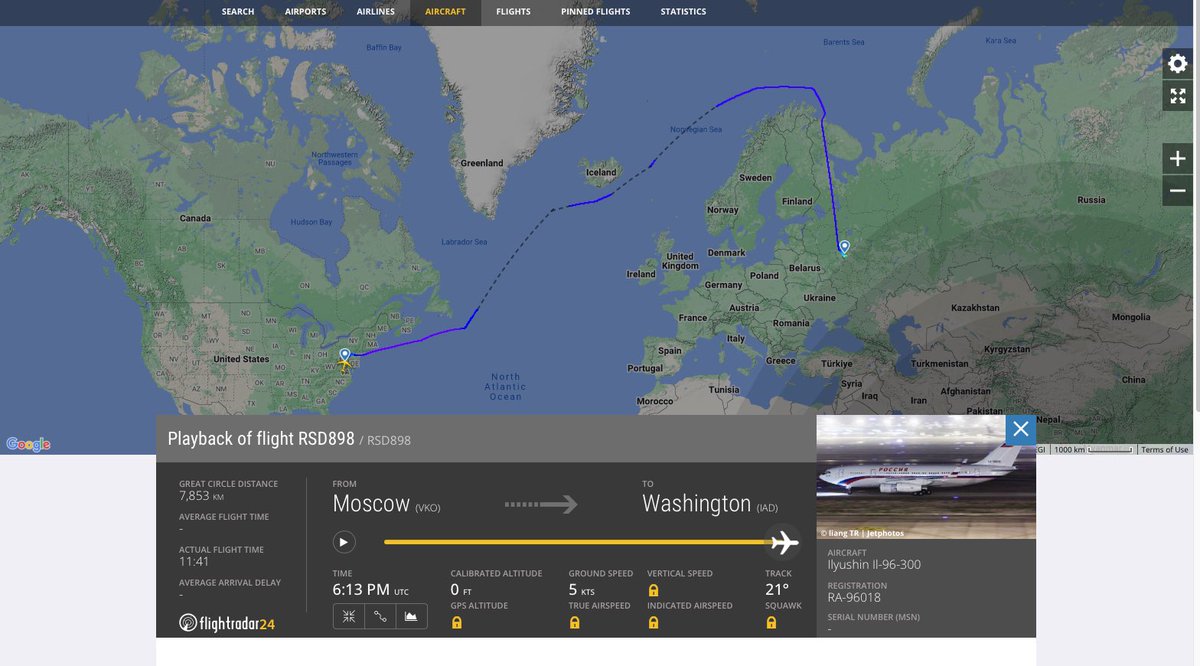 gurgavin's tweet image. ONE OF PUTIN’S PLANES JUST LANDED IN WASHINGTON FROM MOSCOW