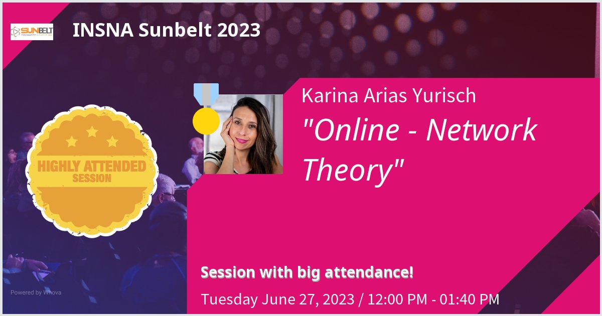 Gave a talk at INSNA Sunbelt 2023 on Online - Network Theory. Thanks for the great turnout! #sunbelt2023 #sunbelt #insna - via #Whova event app