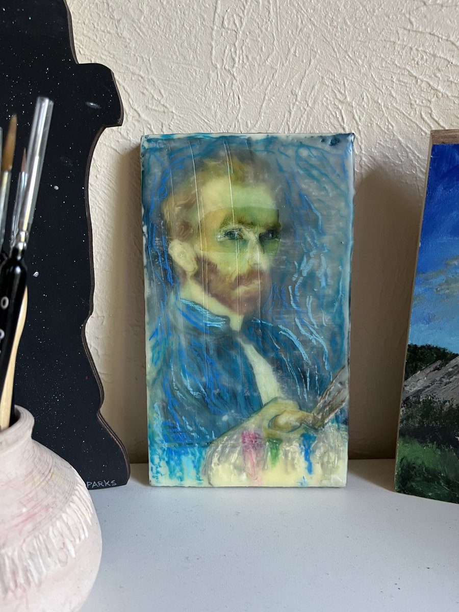 ChristinaFavre's tweet image. I took an encaustic painting class last with a friend and here’s the result. 
#art #encaustic #artwork