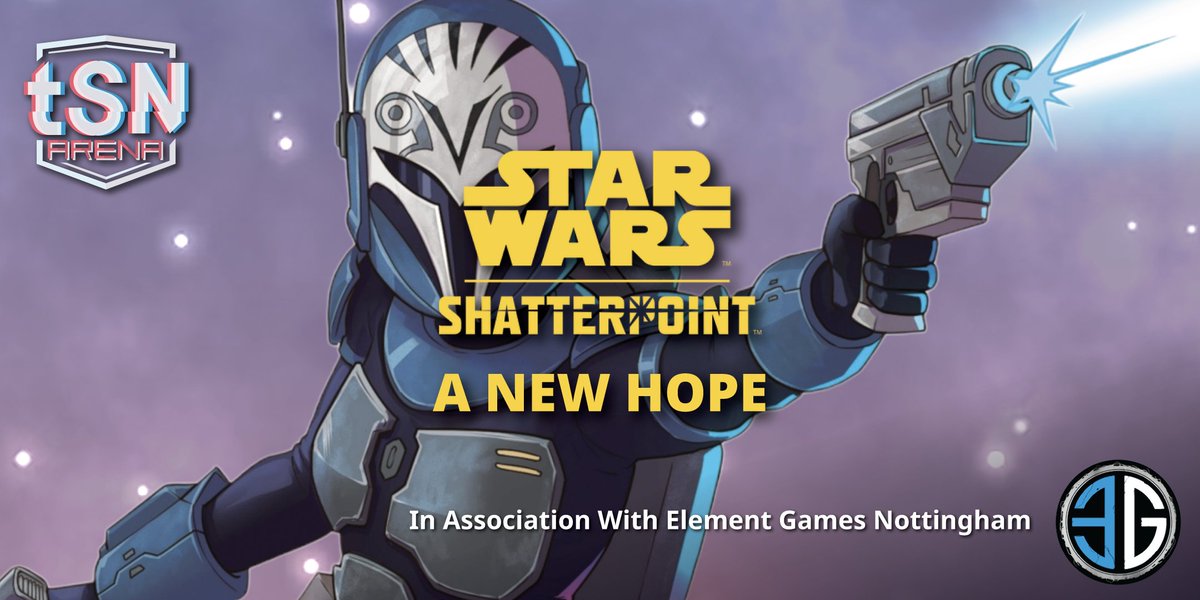 We are holding our first 2 Star Wars Shatterpoint Events at the TSN Arena 

Beginner's event Friday 21st July - eventbrite.co.uk/e/star-wars-sh…
Full event but very beginner friendly Saturday 29th - eventbrite.co.uk/e/star-wars-sh… 

In association with <a href="/elementgames_ng/">Element Games Nottingham</a>
