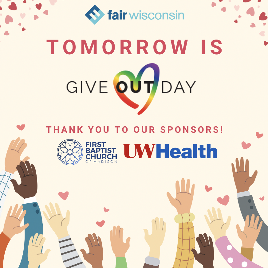 Tomorrow is #GiveOUTDay – the ONLY national day of giving for the LGBTQ+ community! Each year, Give OUT Day raises millions of dollars for nonprofits serving LGBTQ+ people all across the country.

Learn more at bit.ly/fairgiveoutday… 👈