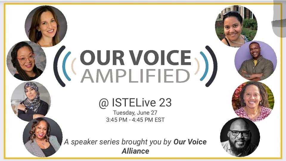 Our Voice Alliance (@ourvoiceall) on Twitter photo Starting at 3:45pm on the mainstage: The inaugural #OurVoiceAmplified Speaker Series sharing the lived experiences of powerful educators of color. Come experience this powerful hour! #ISTELive Starting at 3:45pm on the mainstage: The inaugural #OurVoiceAmplified Speaker Series sharing the lived experiences of powerful educators of color. Come experience this powerful hour! #ISTELive