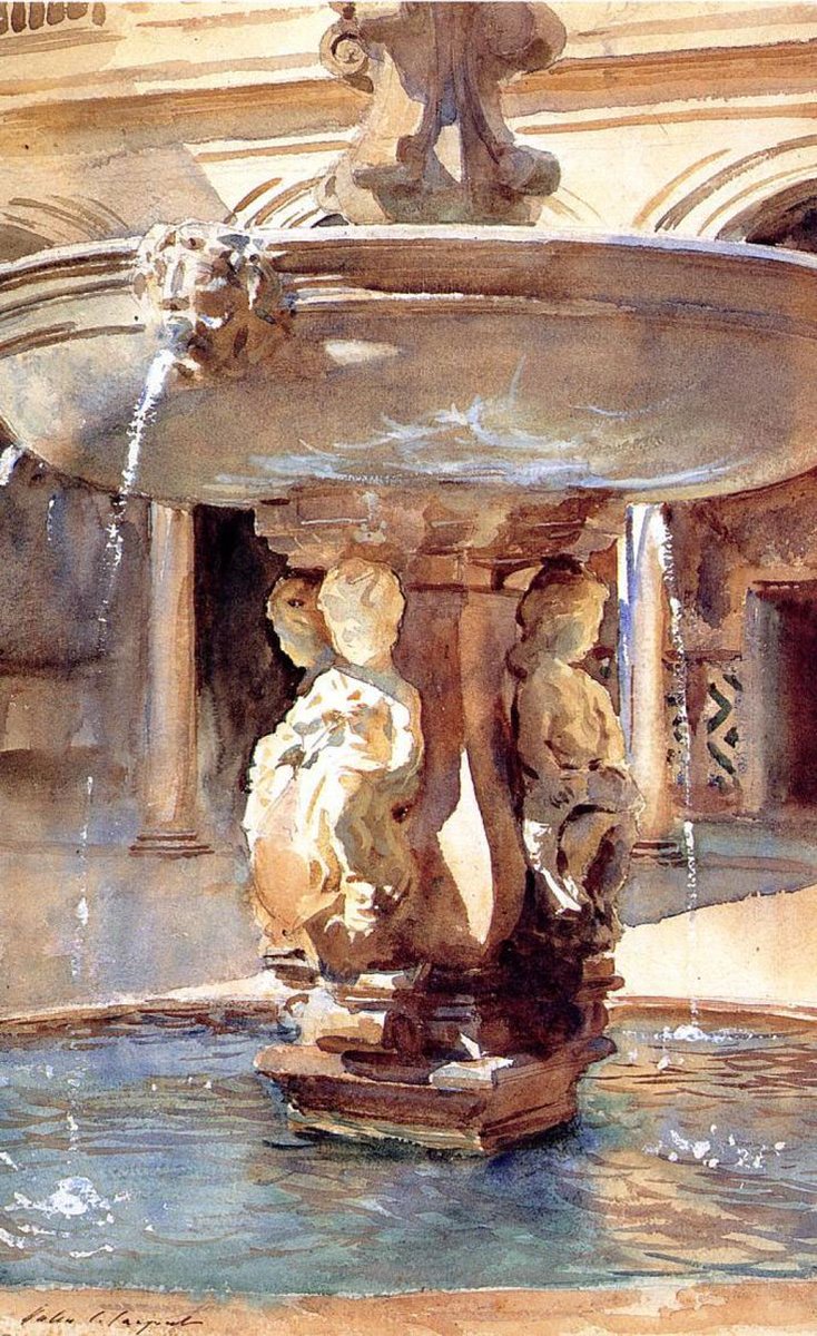 'Spanish fountain ' by J. #SinngerSargent (1912) #fineart