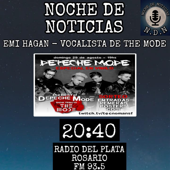 Noche_de_notis2's tweet photo. #nochedenoticias 🎙📻//HOY EN EL PROGRAMA N°21 DE @Noche_de_notis2 POR @DelPlataRos935 FM 93.5 DE ROSARIO DE 20 A 21 HORAS ENTREVISTAMOS A #EMIGAHAN , VOCALISTA DE #THEMODE .
#nochedenoticias #radiodelplata #programa #numero21 #entrevista . https://t.co/KcVqGq4PTG