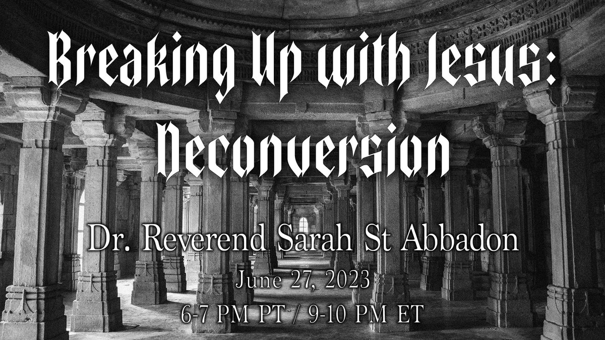 Tonight’s Temple Tuesday Service! June 27, 2023 at 9pm ET Topic: Breaking Up with Jesus: Deconversion Led by: Dr. Reverend Satah St. Abbadon On TST TV: thesatanictemple.tv