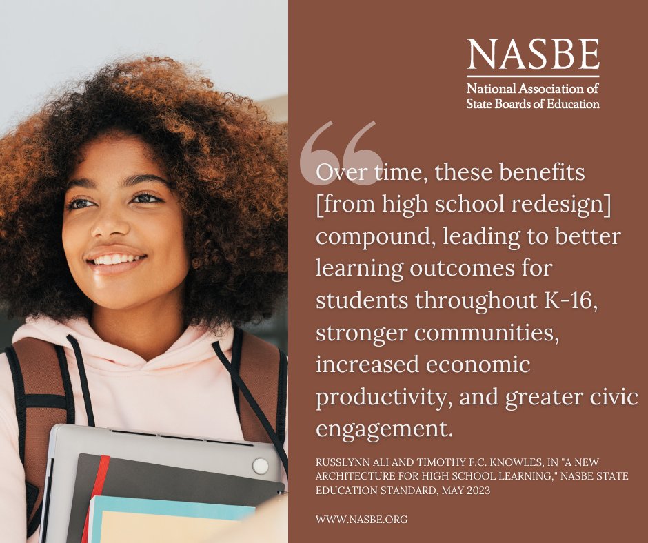 Redesigning high schools has a transformative compound effect, positively shaping education to support students! Discover more insights from @RusslynnAli and @CarnegieFdn in the #NASBEStandard.

bit.ly/3XpxzOb