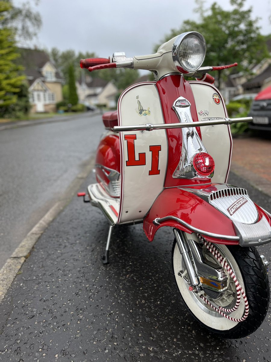 robert2burns's tweet photo. Patient leaving the clinic after an emergency admission… in rude health now… “Old Mod” ready for action again #lambretta #rt195 #scootland #oldmod https://t.co/pQHHxBC4uc