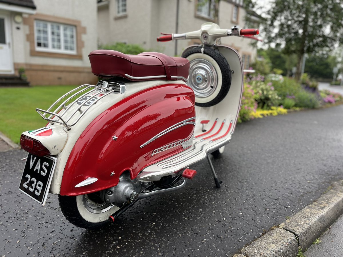 robert2burns's tweet photo. Patient leaving the clinic after an emergency admission… in rude health now… “Old Mod” ready for action again #lambretta #rt195 #scootland #oldmod https://t.co/pQHHxBC4uc