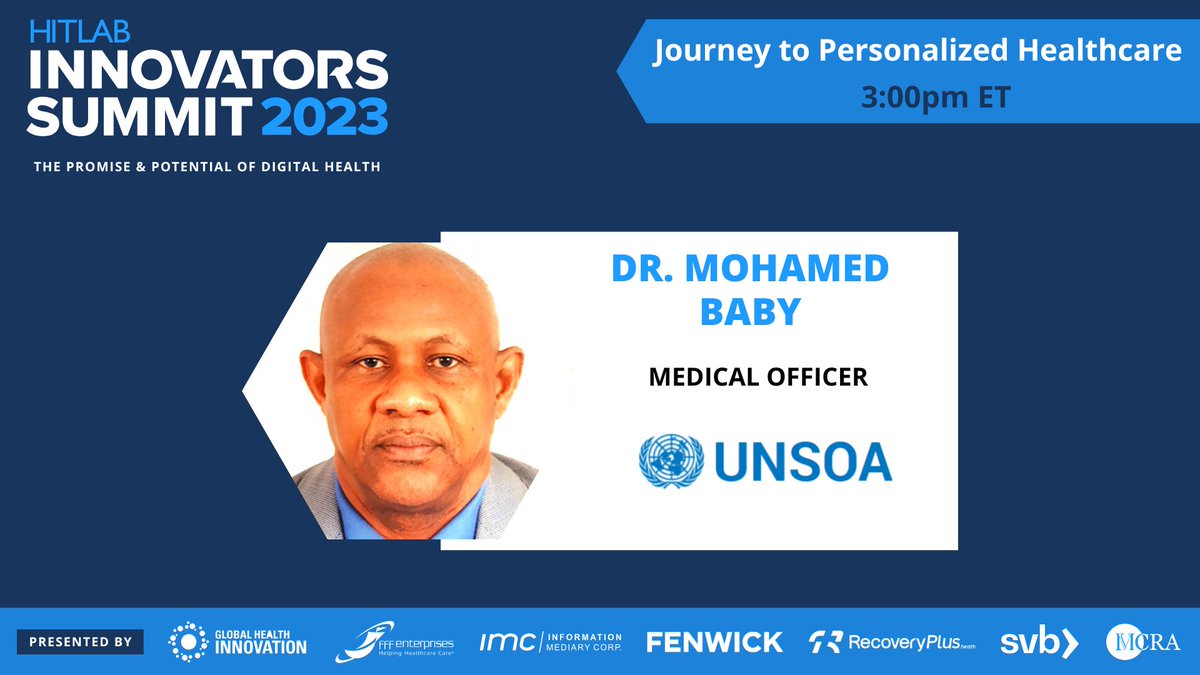HITLABnyc's tweet image. Join Dr. Mohamed Baby from the United Nations as he shares insights on the journey to personalized healthcare. Discover how it can transform the way we approach patient care. #HITLABSummit hitlab.org/summit/