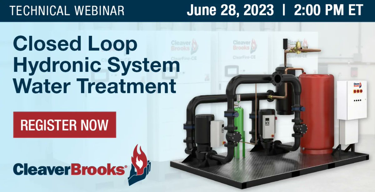ColeIndust's tweet photo. Hurry, register today! You don't want to miss @cleavebrooks June #webinar, "Closed Loop Hydronic System Water Treatment" scheduled for 6/28 at 2pm EDT. 
To register, click the link 👉  https://t.co/FkQO1T2sBi 
#Boilers #ContinuingEducation https://t.co/PzCwdQbzuC