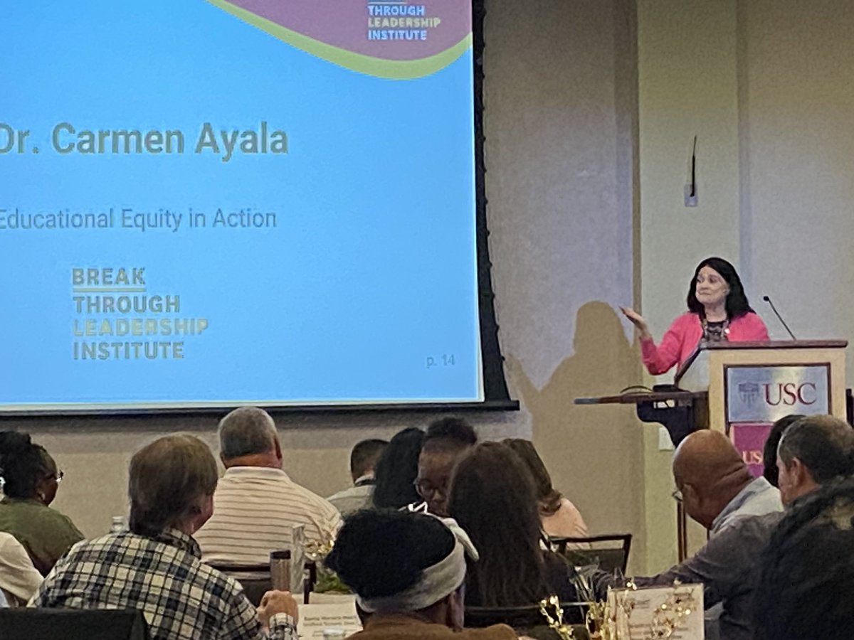 “You don’t take a class and you are “equitized! Equity is a journey that takes time and on-going commitment.” Lunch keynote speaker Dr Carmen Ayala, first woman of color to serve as IL State Supt. #BreakthroughLeadership @USCRossier @Voice4Equity