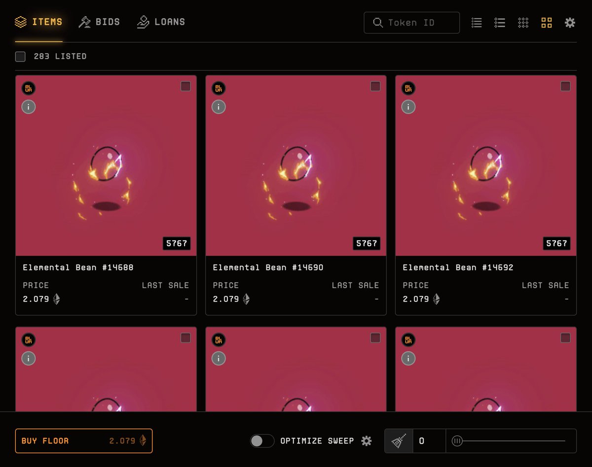 The floor for Azuki Elemental Beans is on Blur!