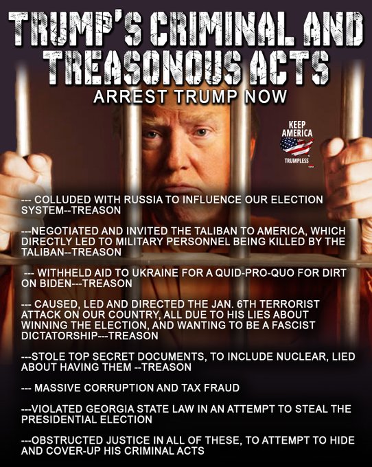 @ACTforAmerica Take Action NOW -->
Lock this fool up for life, he (Donald J. Trump) destroyed America for his own political and personal gains.. 
#GOPHypocrisy #GOPBetrayedAmerica 
#RepublicansLieAboutEverything 
#TrumpIsATraitor #TrumpIsATraitor 
#TrumpisaNationalDisgrace