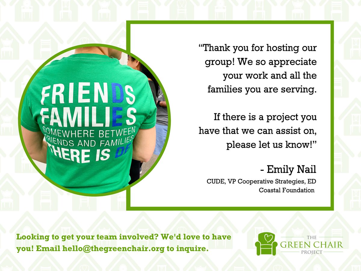 Did you know over 40% of the work we do is done by volunteers? 

Recently, we hosted members of the National Credit Union Foundation's Development Education (DE) group for a day of volunteering. Thank you, all! 💚 

Want to #DoGoodWithGreenChair? &gt;&gt; bit.ly/3NbjGxT
