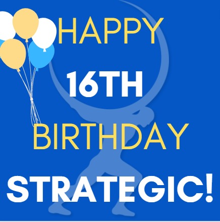 StratFS's tweet image. Today is Strategic’s 16th Birthday! Thank you to all the amazing Strategic family members who have made Strategic what it is over the past 16 years! #sweet16 #lovewhereyouwork