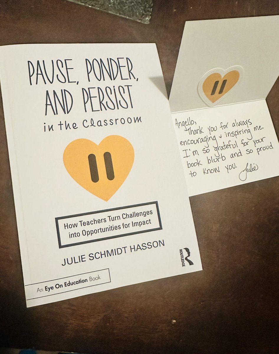 Just received my “Pause, Ponder and Persist in the Classroom” book signed by the amazing  @JulieSHasson 
Thank you so much for your kind words! 
#PausePonderPersist 
#SummerReading