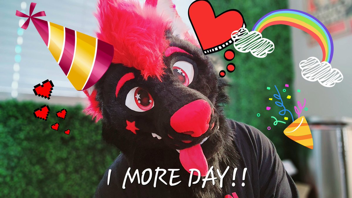 MonsterWusky's tweet image. 1 MORE DAY!!!!!! I&apos;m soo EXCITED AAAHHHHHH!!!!! ❤️🧡💛💚💙💜 ✨️✨️🎂🎂 #happydoggo #furryfandom #fursuiter
