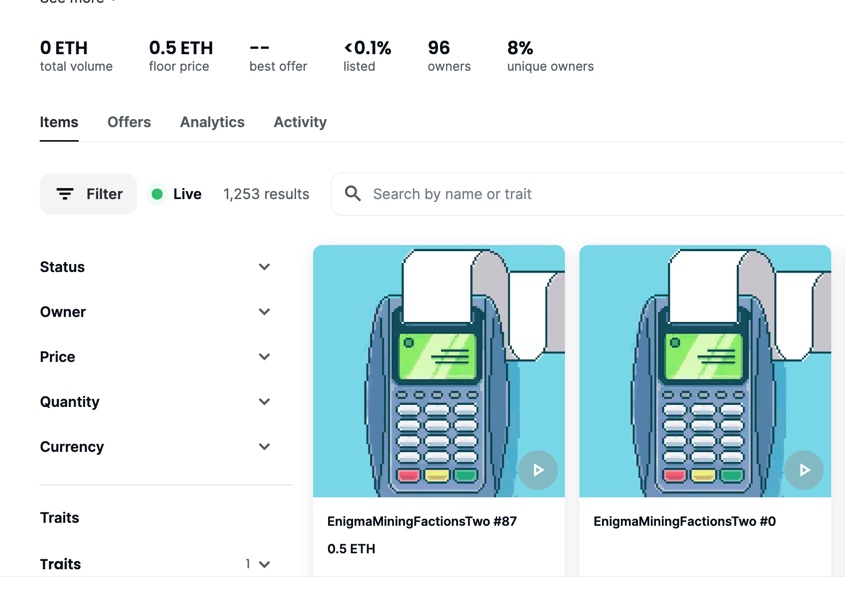 WUUUUUT?? 😳😳😳

Ppl sleeping on <a href="/EnigmaECONOMY/">Enigma Economy</a>   There's 1 listed
No one is selling bc we know how solid the project is

I did a proposal 4 <a href="/GenuineUndead/">Genuine Undead</a> to buy  into this last round. The community passed it. Shout out 2 <a href="/jtgymaddict/">GymAddict (JT) 🇬🇧</a>  <a href="/Hellequinnn/">Hellequinnnn</a> for all of the info &amp; support