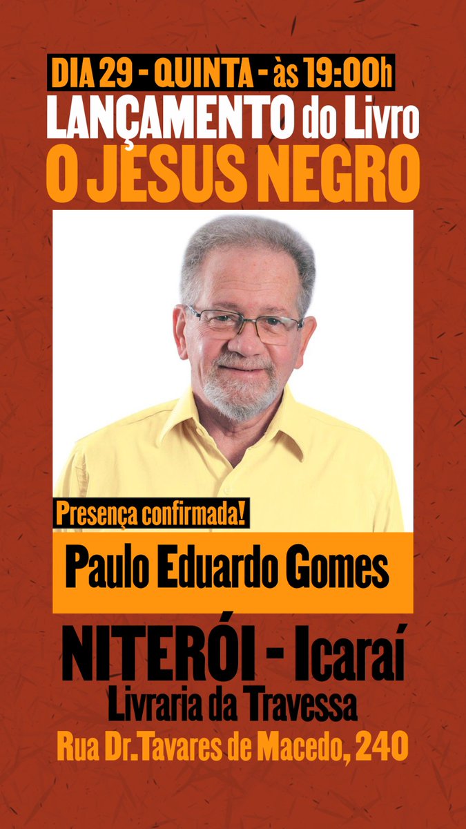 PEG_PSOL's tweet photo. Nesta quinta feira estarei na livraria travessa para o lançamento do livro "O Jesus Negro", do meu querido companheiro @pastorhenriquev 

Encontro vocês lá as 19 horas! https://t.co/tsVK1T6pfQ
