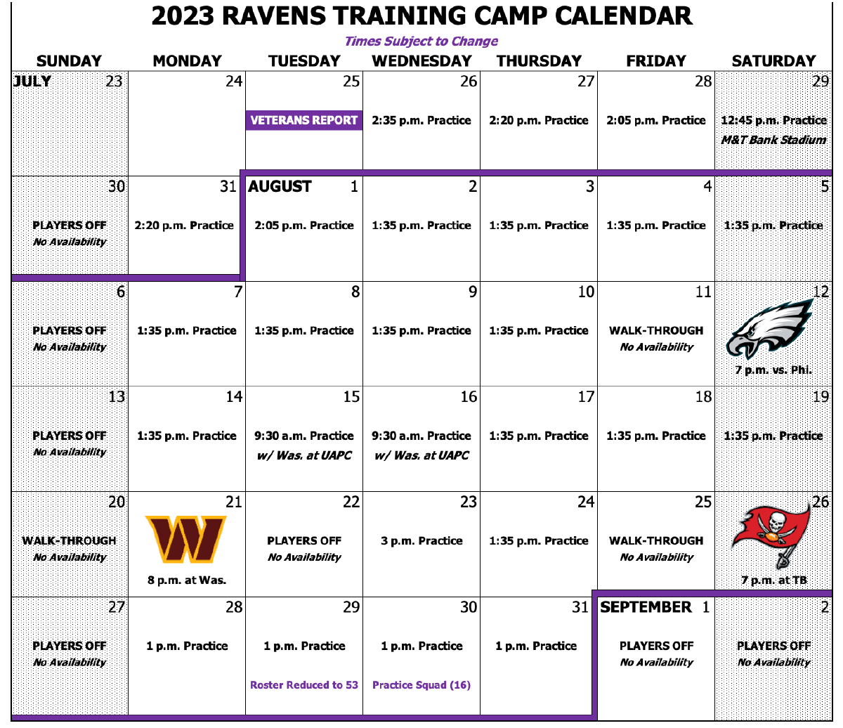 The #Ravens announce the schedule and practice for Training Camp including 18 open practices for fans. #RavensFlock  <a href="/wjz/">WJZ | CBS Baltimore</a> 
For more information on how to attend: cbsnews.com/baltimore/news…