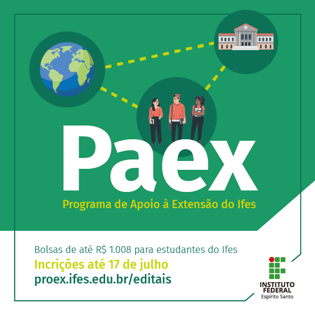 ifesoficial's tweet photo. Servidores e estudantes do Ifes, já conferiram o edital do Programa de Apoio à Extensão (Paex)?
➡ https://t.co/ahOqGosyoc
#SouIfes #Paex https://t.co/K4Q2jpxBlY
