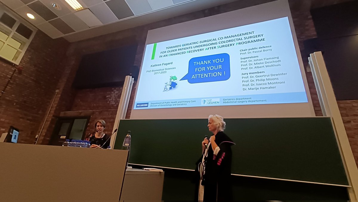 Dikke proficiat Dr. Katleen Fagard met je welverdiende PhD titel. Resultaat van een mooie samenwerking tussen de dienst geriatrie en abdominale heelkunde. Een trots promotorenteam @dphpckuleuven <a href="/UZLeuven/">UZ Leuven</a> <a href="/FlamaingJohan/">Johan Flamaing</a> #albertwolthuis