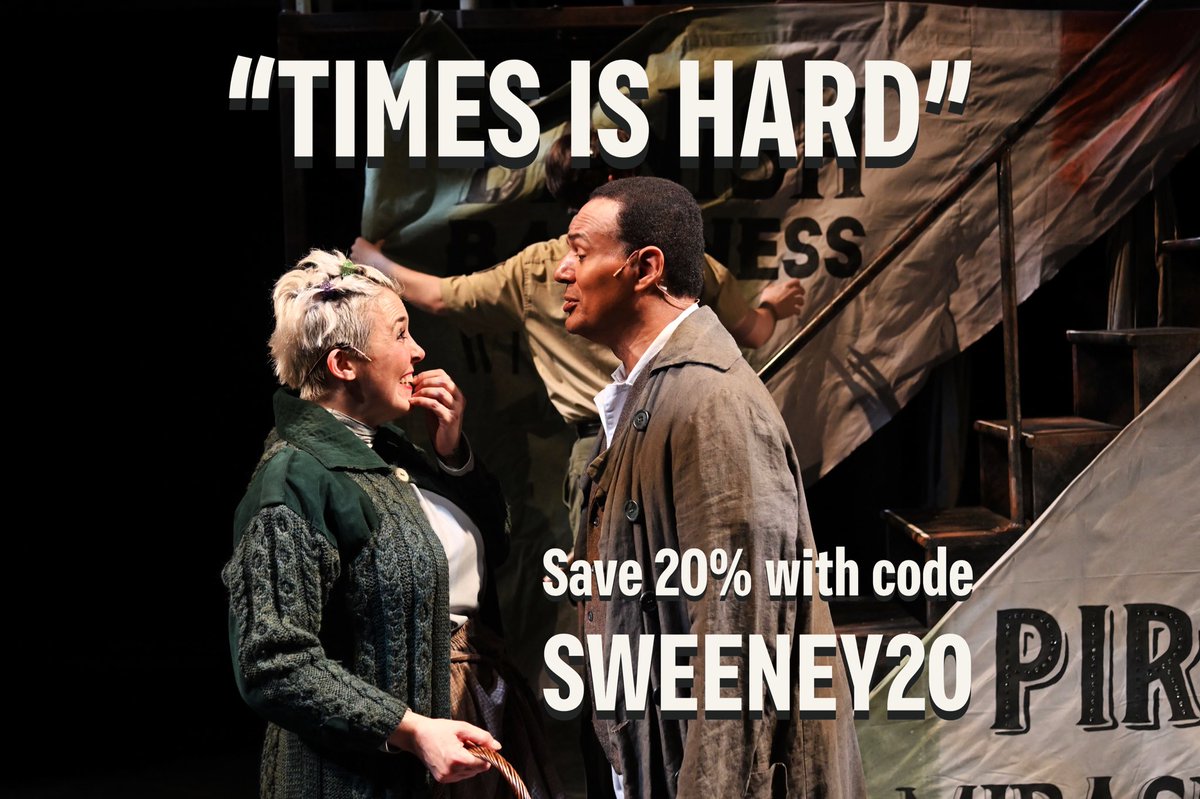 Get 20% off tickets for select performances of #SweeneyTodd! Enter the code SWEENEY20 @ online checkout for a discount on the following shows:   🩸Wednesday, 6/28 at 2:00 pm 🩸Saturday, 7/1 at 2:00 pm 🩸Saturday, 7/1 at 7:30 pm 🩸Sunday, 7/2 at 2:00 pm
