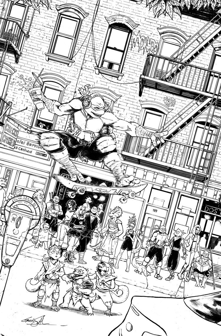 My lineart for the cover for Teenage Mutant Ninja Turtles #143. Original art available on <a href="/ComicModern/">Modern Mythology Comic Art</a> website along with what’s left of the issue 140 pages! #tmnt #tmntmikey