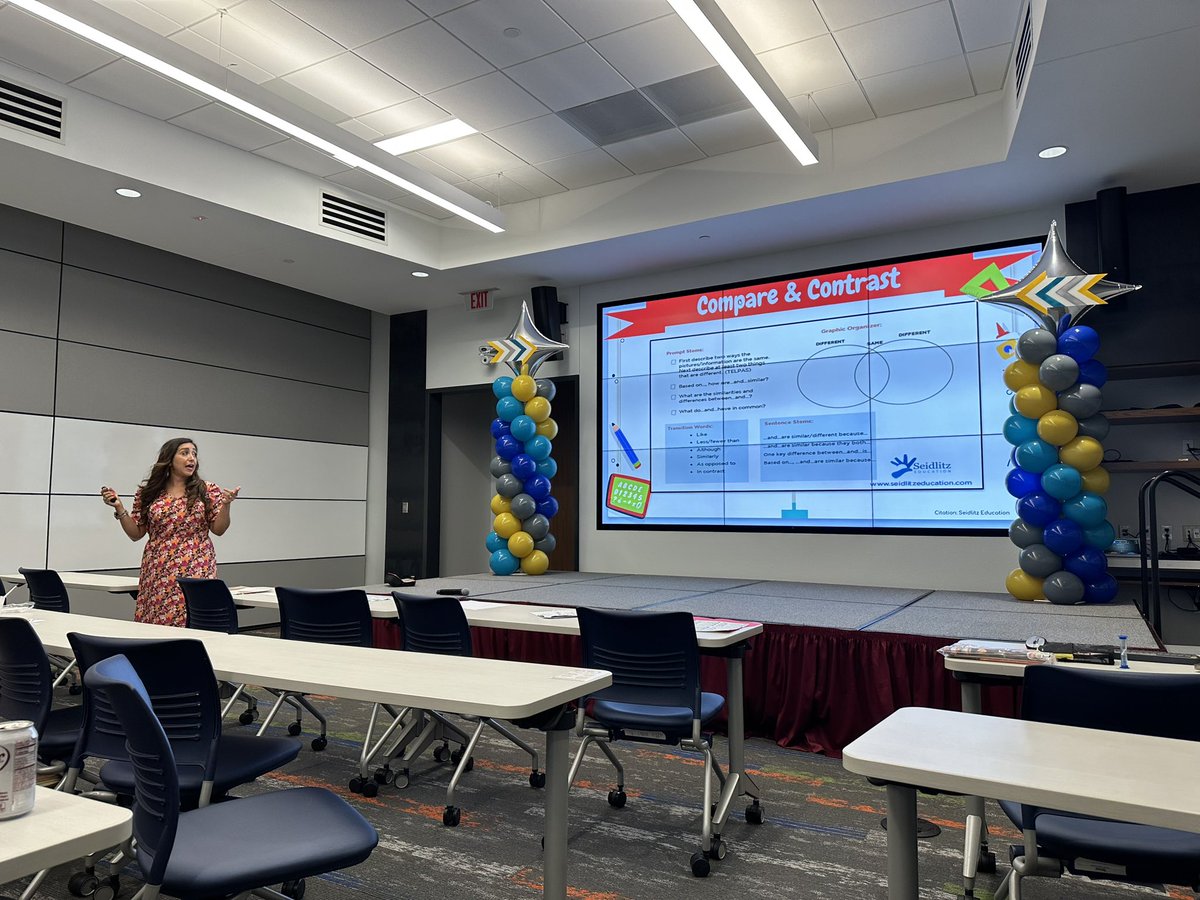 DrMarieHeath's tweet photo. @jennyw4ELLs training Ts on effective ways for #movingfoward with their EB SS through academic speaking using #seidlitz language function and stems. Excellence from the best!🙌 #eduhero #friend4ever @Seidlitz_Ed @DrCarolSalva @elisewhitediaz https://t.co/6sARb2KuLr