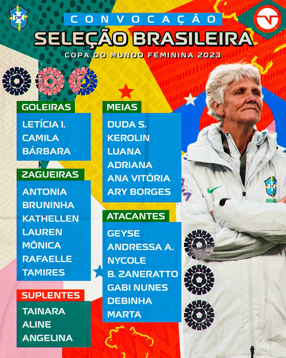 A LISTA DAS CONVOCADAS E SUPLENTES! 🇧🇷 Agora é o momento das nossas jogadoras irem em busca da estrela para a #SeleçãoBrasileira. E aí, torcedor, gostou dos nomes?