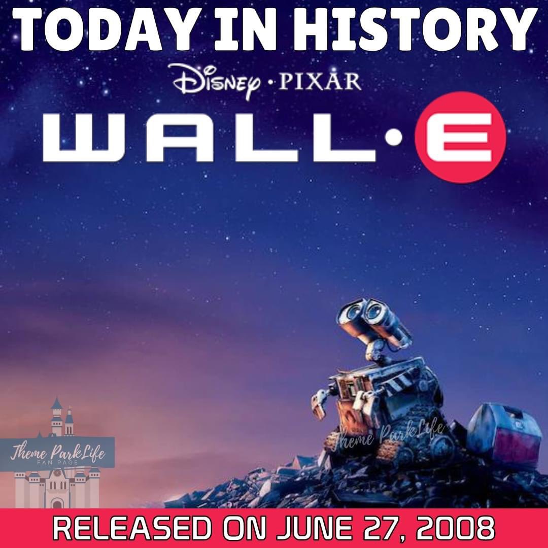 𝐇𝐚𝐩𝐩𝐲 𝟏𝟓𝐭𝐡 𝐀𝐧𝐧𝐢𝐯𝐞𝐫𝐬𝐚𝐫𝐲 𝐭𝐨 𝐖𝐀𝐋𝐋•𝐄!
Released on June 27, 2008.
.
#WallE #PixarWallE #DisneyPixar #Pixar #DisneyRetro #RetroDisney #DisneyMovies #ThisDateInDisneyHistory #TodayInDisneyHistory #DisneyHistory #Disney #DisneyMemes #DisTwitter #ThemeParkLife