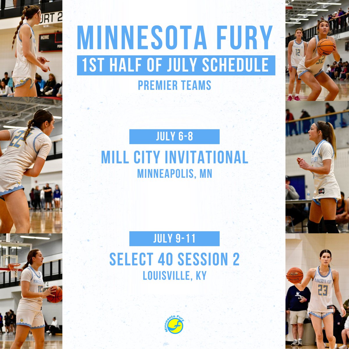 July is 𝗔𝗟𝗠𝗢𝗦𝗧 𝗛𝗘𝗥𝗘! 👀 

Check out where our Premier teams will be during the 1st half of July!

#FuryFam | @SelectEventsBB