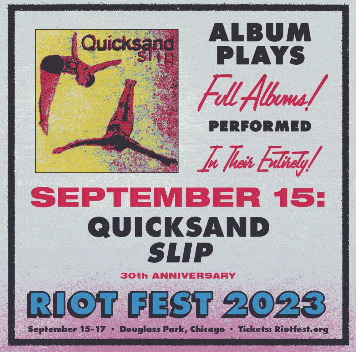 ❤️ <a href="/QuicksandNYC/">Quicksand</a> will be playing Slip in its entirety at <a href="/RiotFest/">Riot Fest</a> this Sept! Stoked!!! 

#nyhc #music #festival #riotfest2023