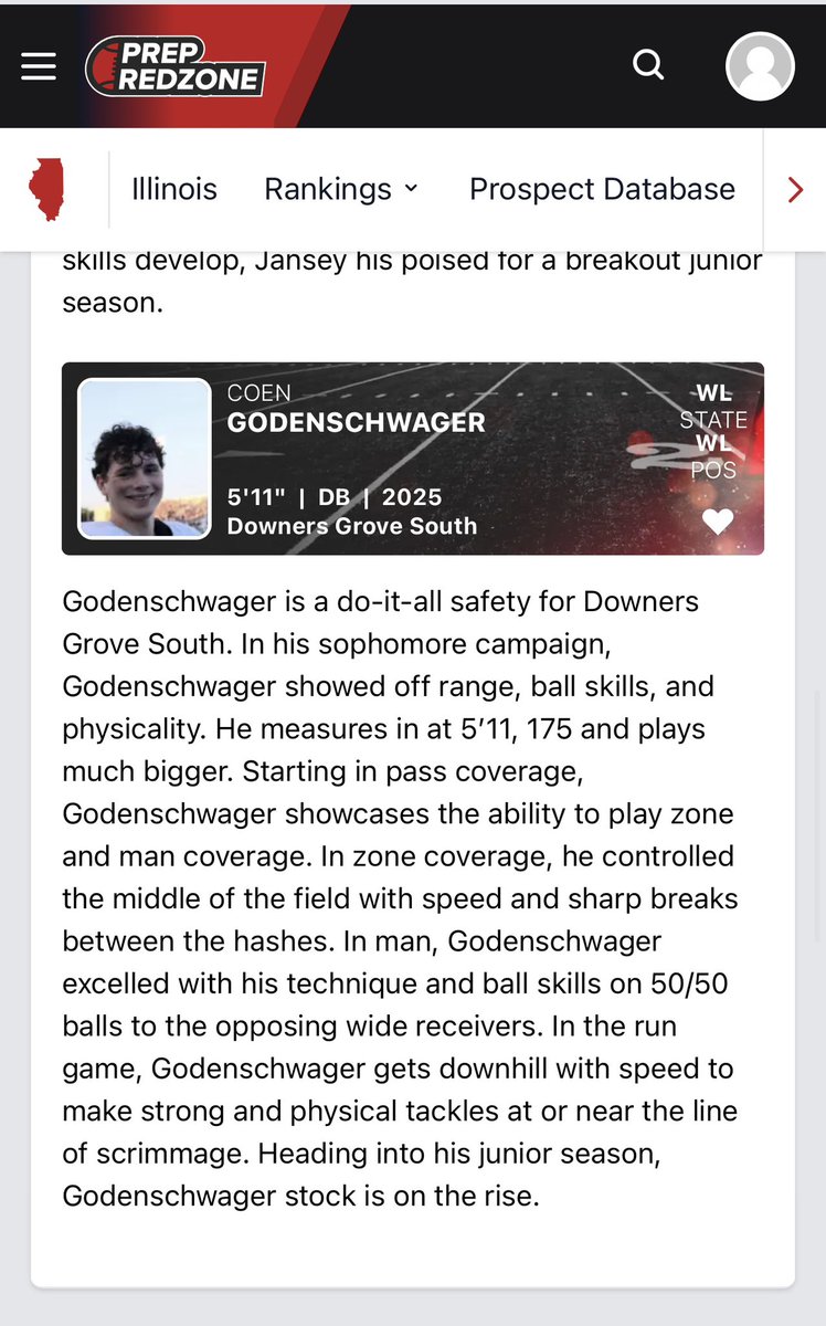 Coen_20's tweet photo. Thank you again @PrepRedzoneIL for the write up, big things happening this year! @CoachBigPete @EDGYTIM @OJW_Scouting @Bryan_Ault @MidwestFootbal1 @On3Recruits @Rivals_Clint @247recruiting @DGS_Football @AllenTrieu https://t.co/cwsN2laskU