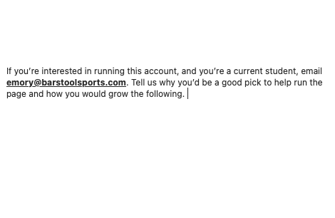 BarstoolEmory's tweet image. Tag someone who should apply!