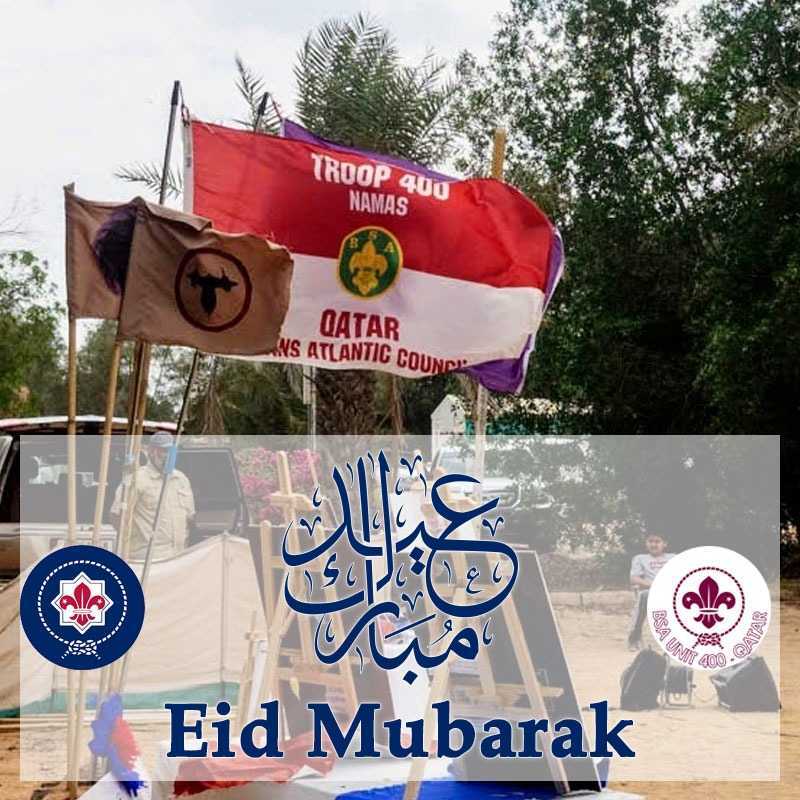 MuslimScouting's tweet photo. Eid Mubarak to everyone celebrating Eid ul-Adha from NAMAS Pack 400, Troop 400B/G in Doha, Qatar! May your celebrations be filled with joy and blessings. #eiduladha2023 #muslimscouting #boyscoutsofamerica #scouting #transatlanticcouncil #scouts #scouting https://t.co/xsmS1fWdtv