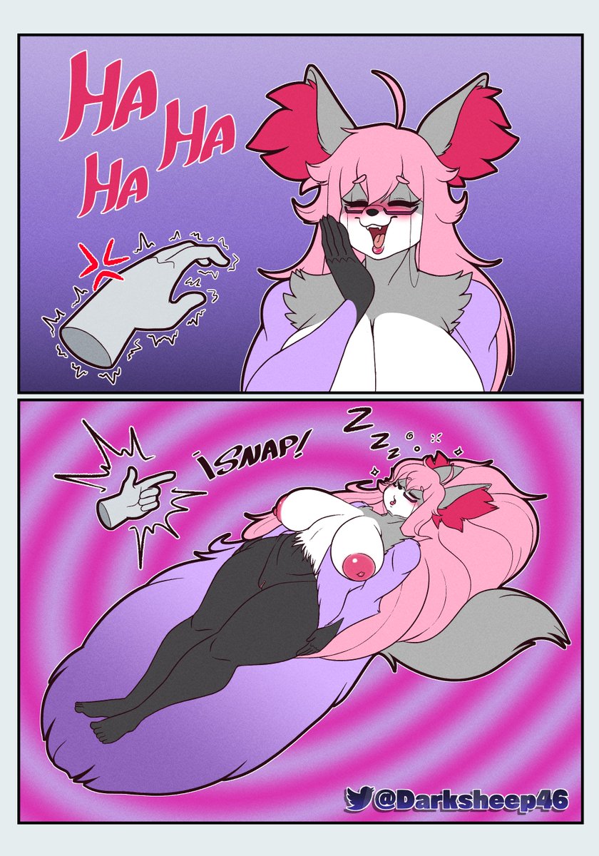 First commission finished for @The_FrozenNinja
Sexy Delphox laughs cheekily at the floating hand she says is going to hypnotize her
What the arrogant vixen doesn't know is that the floating hand had placed a little trigger in her mind, ready to make a simple snap and… 🦊💤