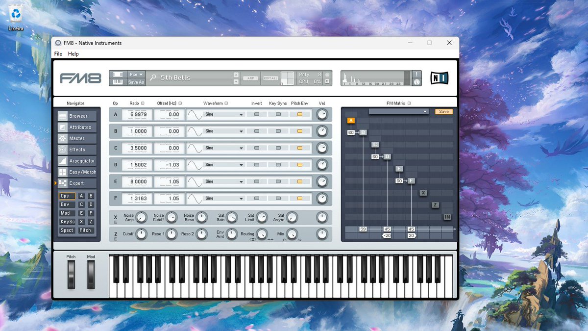 diegomontbone's tweet image. Boa noite com FM8. 
Fazendo uns presets novos só por diversão.
Old but Gold.
#synth #fm8 #fmsynthesis