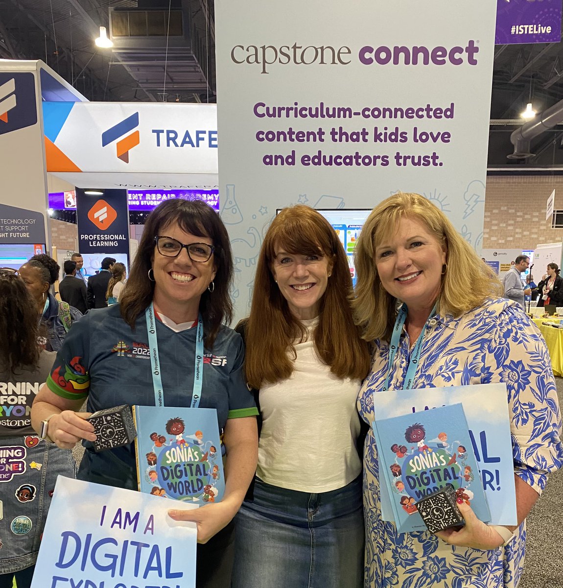 Amazing discussion with @clairelabeaux & @shannonmmiller today @CapstonePub booth connecting literacy, digital learning and #esports at #ISTELive ! Love the new book and the activities aligned to @mergecube ! 
#STEM #edtech #edchat #esportsedu #connections #FETC